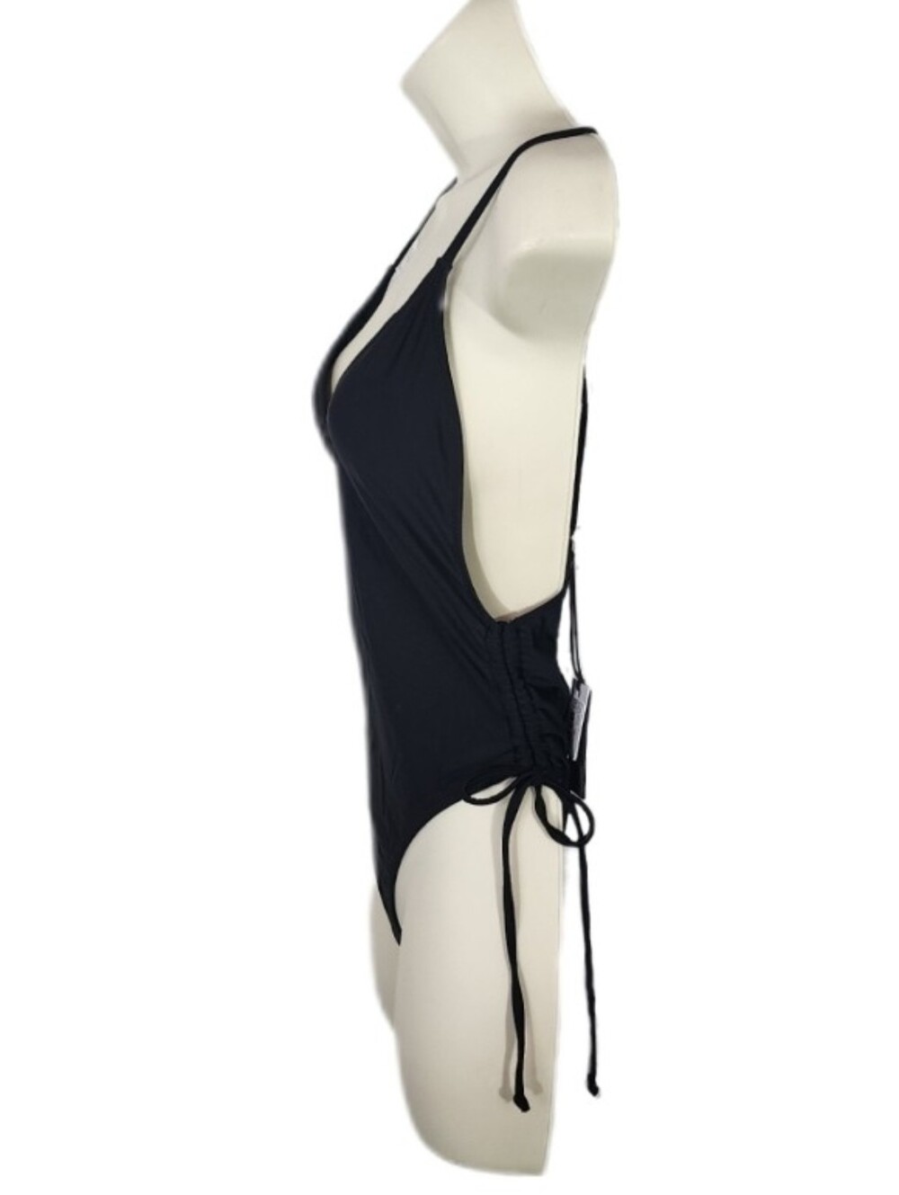 Kendall + Kylie Swimsuit One Piece Highcut String Tie Sides Black Size S - Picture 5 of 13